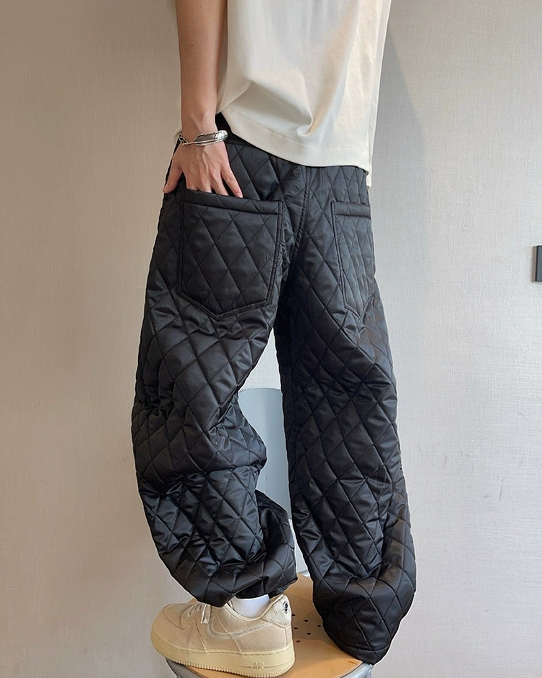 キルティングワイドパンツ M038