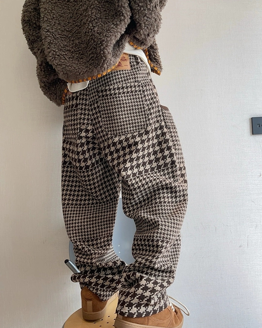 千鳥格子柄ワイドパンツ M039