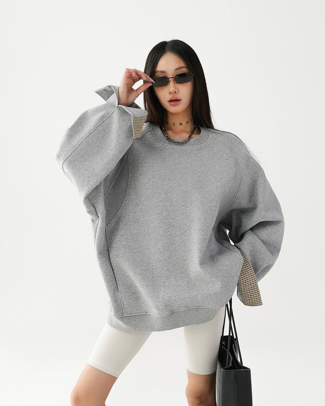 チェック柄ヘムスウエットプルオーバー SL845