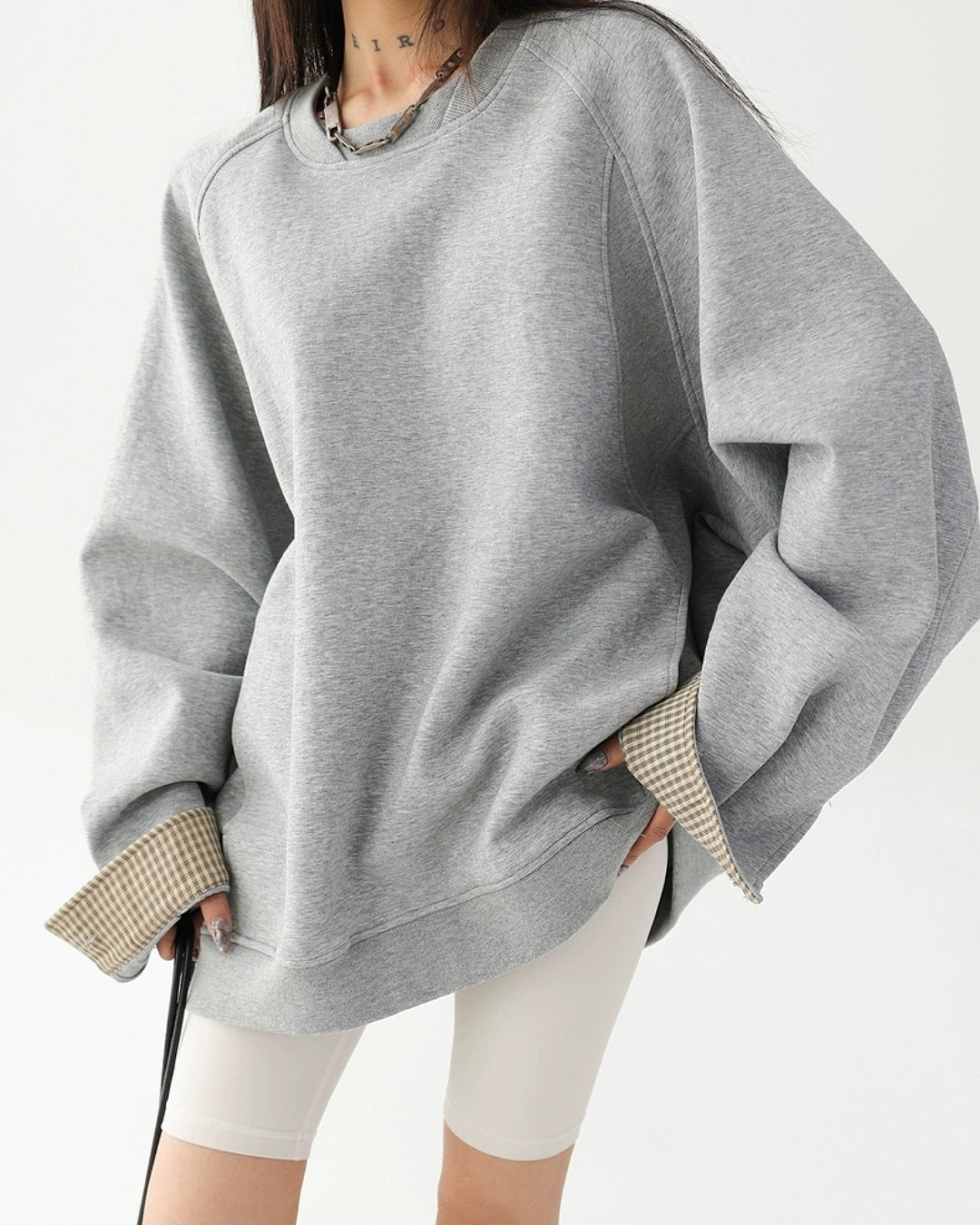 チェック柄ヘムスウエットプルオーバー SL845