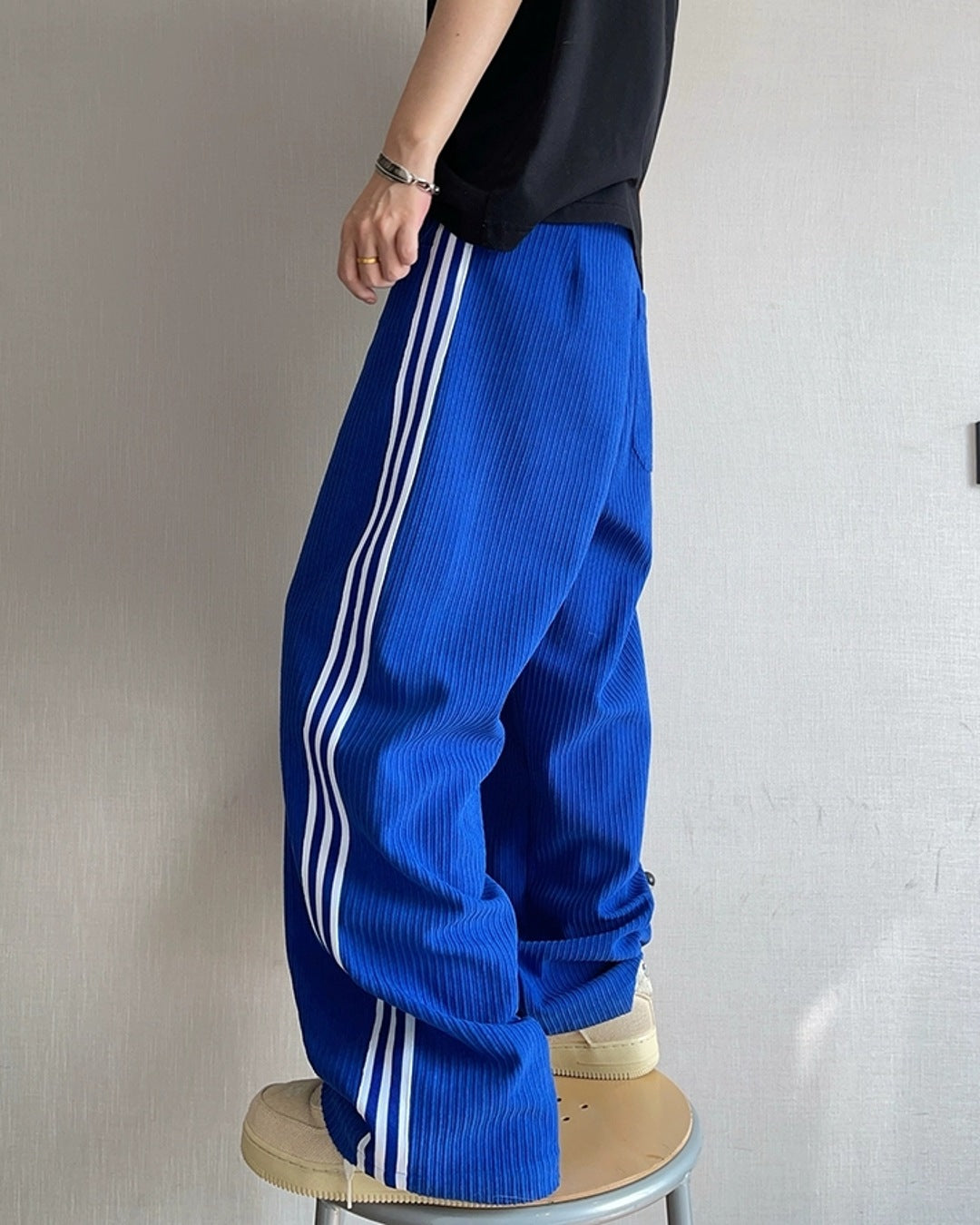 STONE  コーデュロイパンツ W34 ブルー 80s GANT ツータック コットン 太畝 コーデュロイパンツ 青 w34 L34