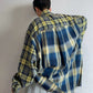 カラーブロックチェック柄シャツ M044