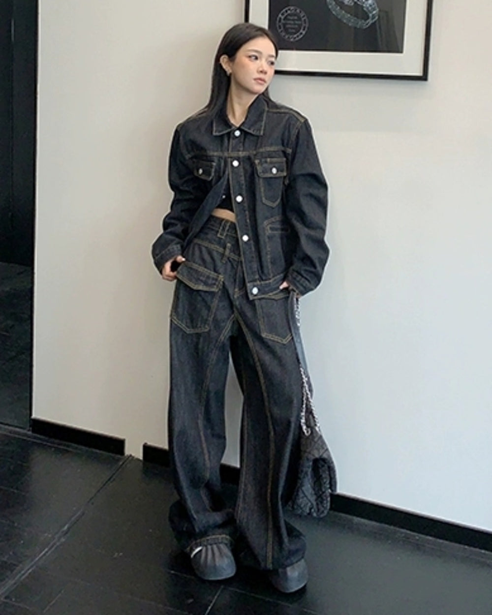 ブラックデニムパンツ SL860