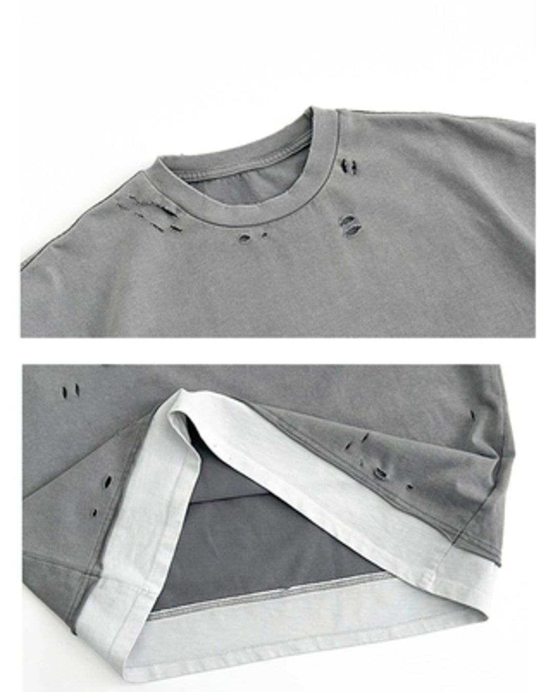 レイヤードライクダメージ加工Tシャツ SL866