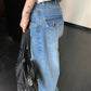 バックベルトデザインデニムパンツ SL891