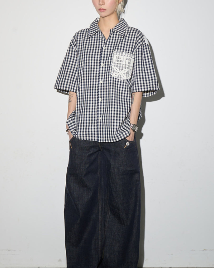 バックデザインギンガムチェックシャツ SL899
