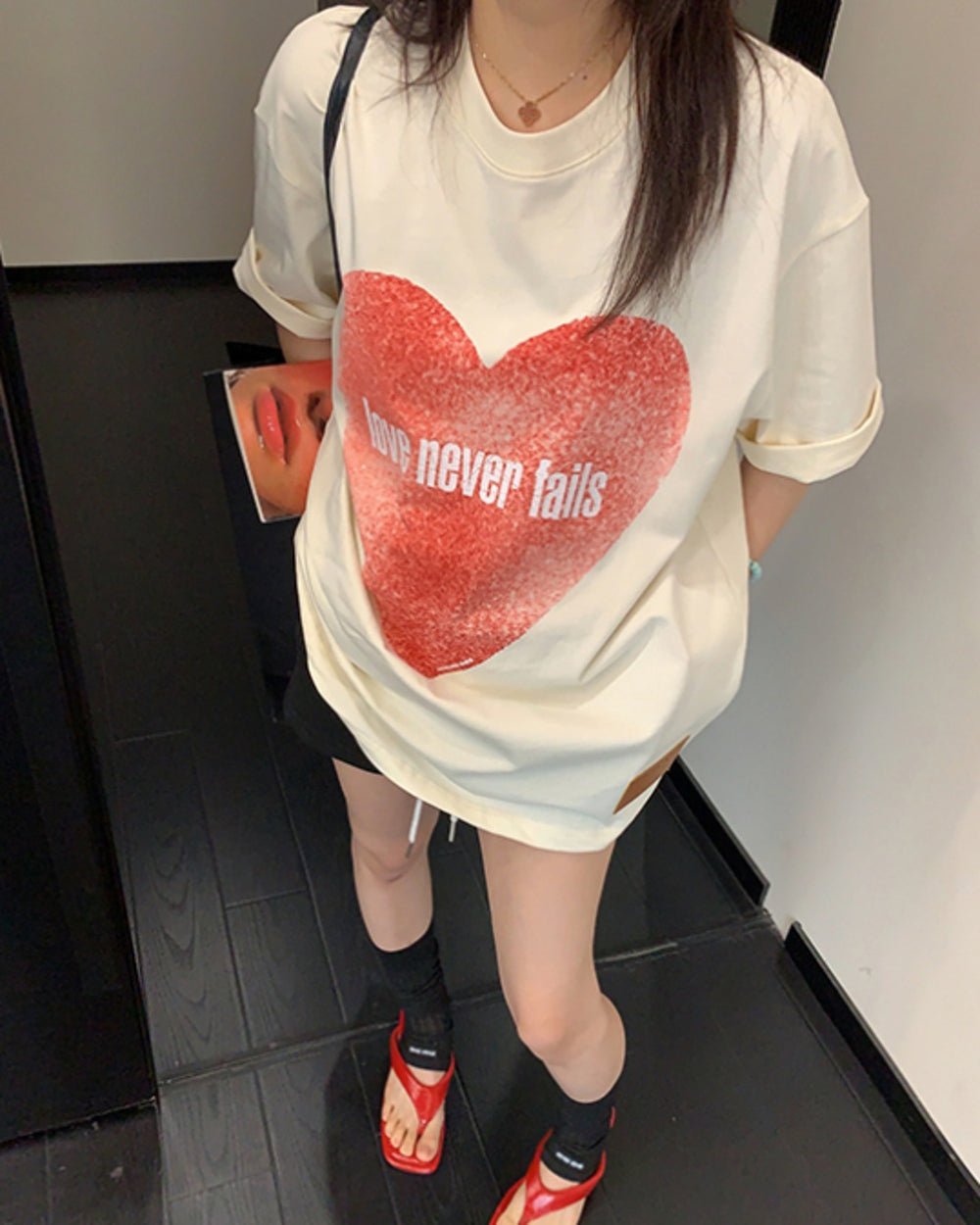 ビッグハートプリントTシャツ SL908