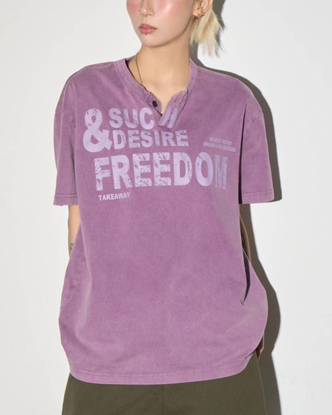 ヘンリーネックヴィンテージライクTシャツ SL928