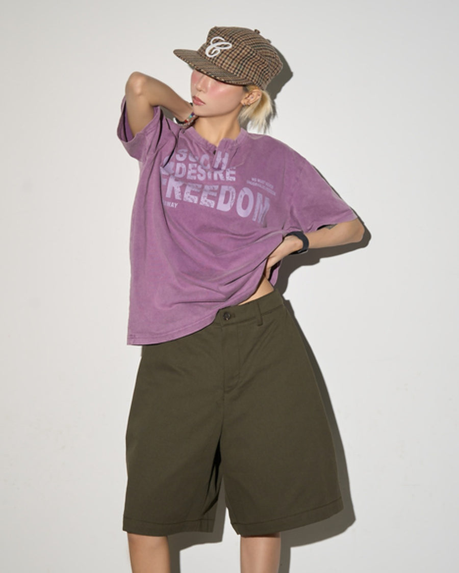 ヘンリーネックヴィンテージライクTシャツ SL928