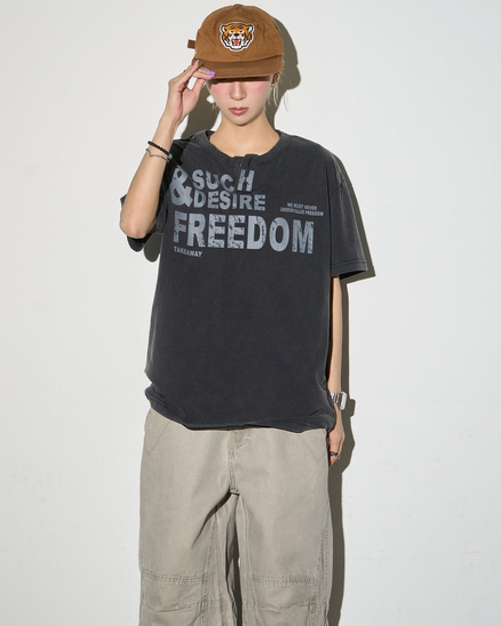 ヘンリーネックヴィンテージライクTシャツ SL928