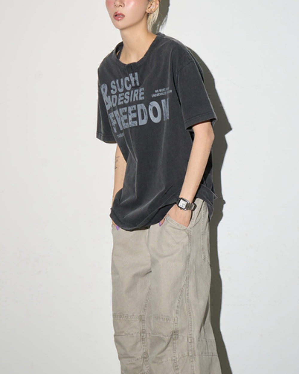 ヘンリーネックヴィンテージライクTシャツ SL928