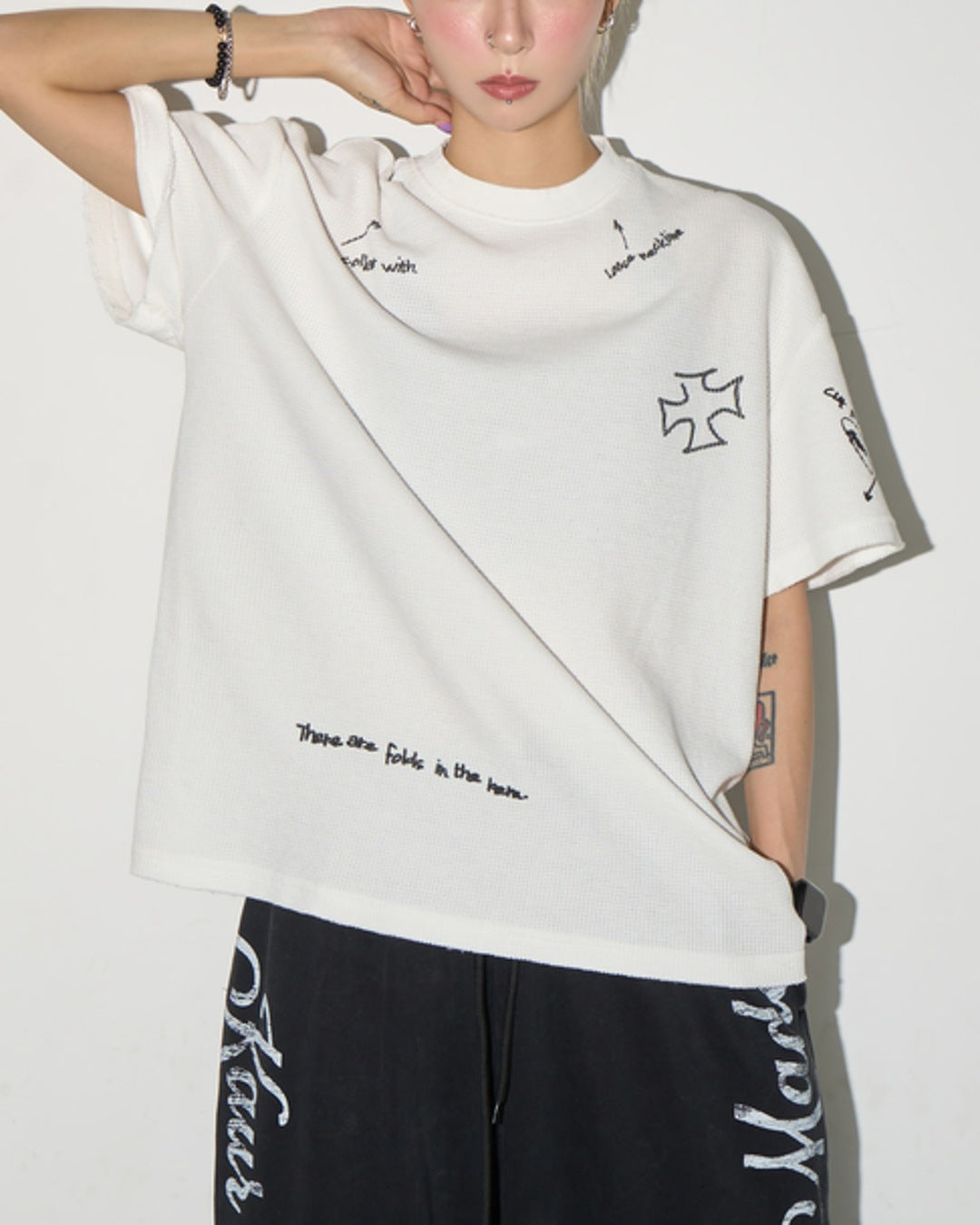 クロスデザインプリントTシャツ SL933