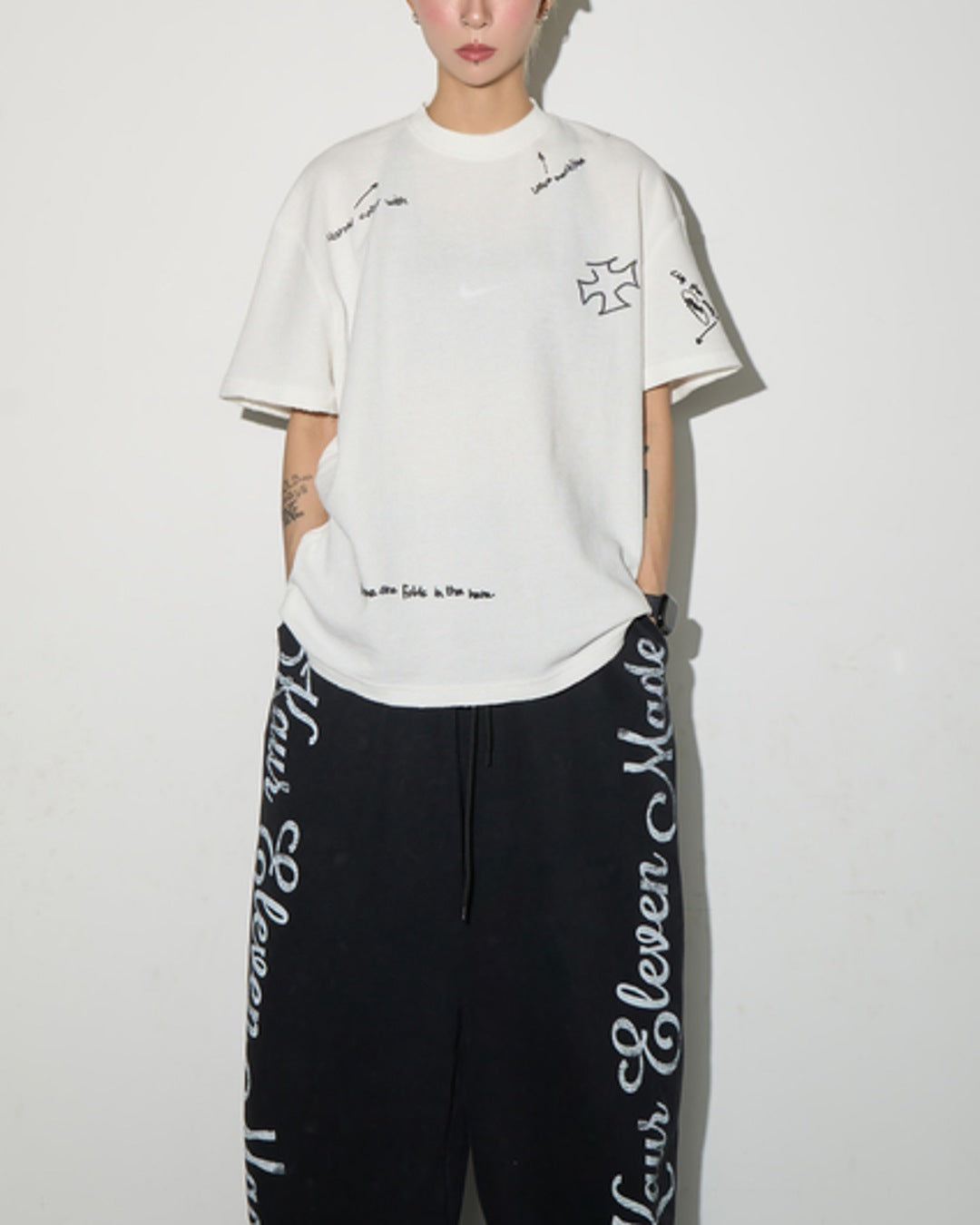 クロスデザインプリントTシャツ SL933