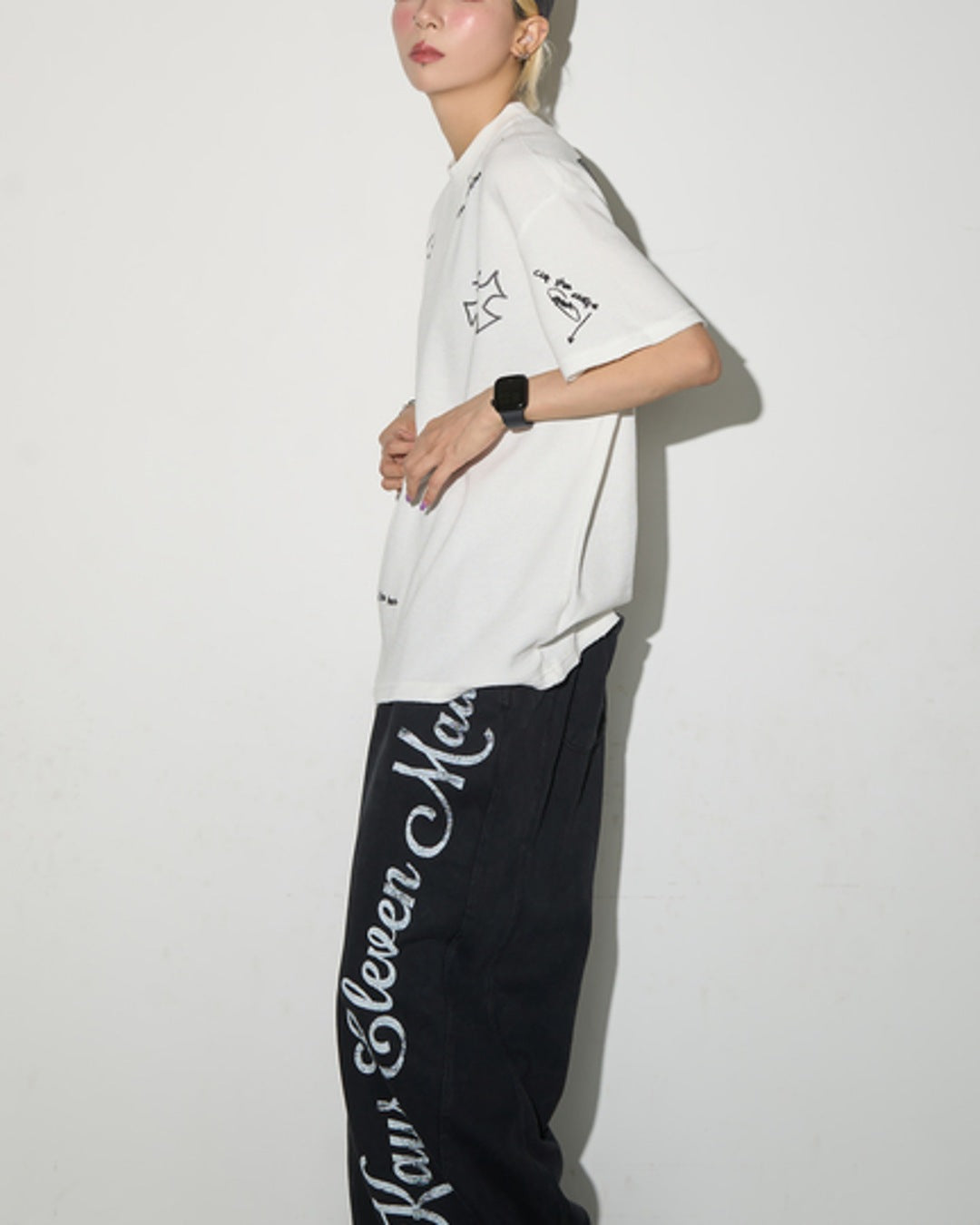 クロスデザインプリントTシャツ SL933