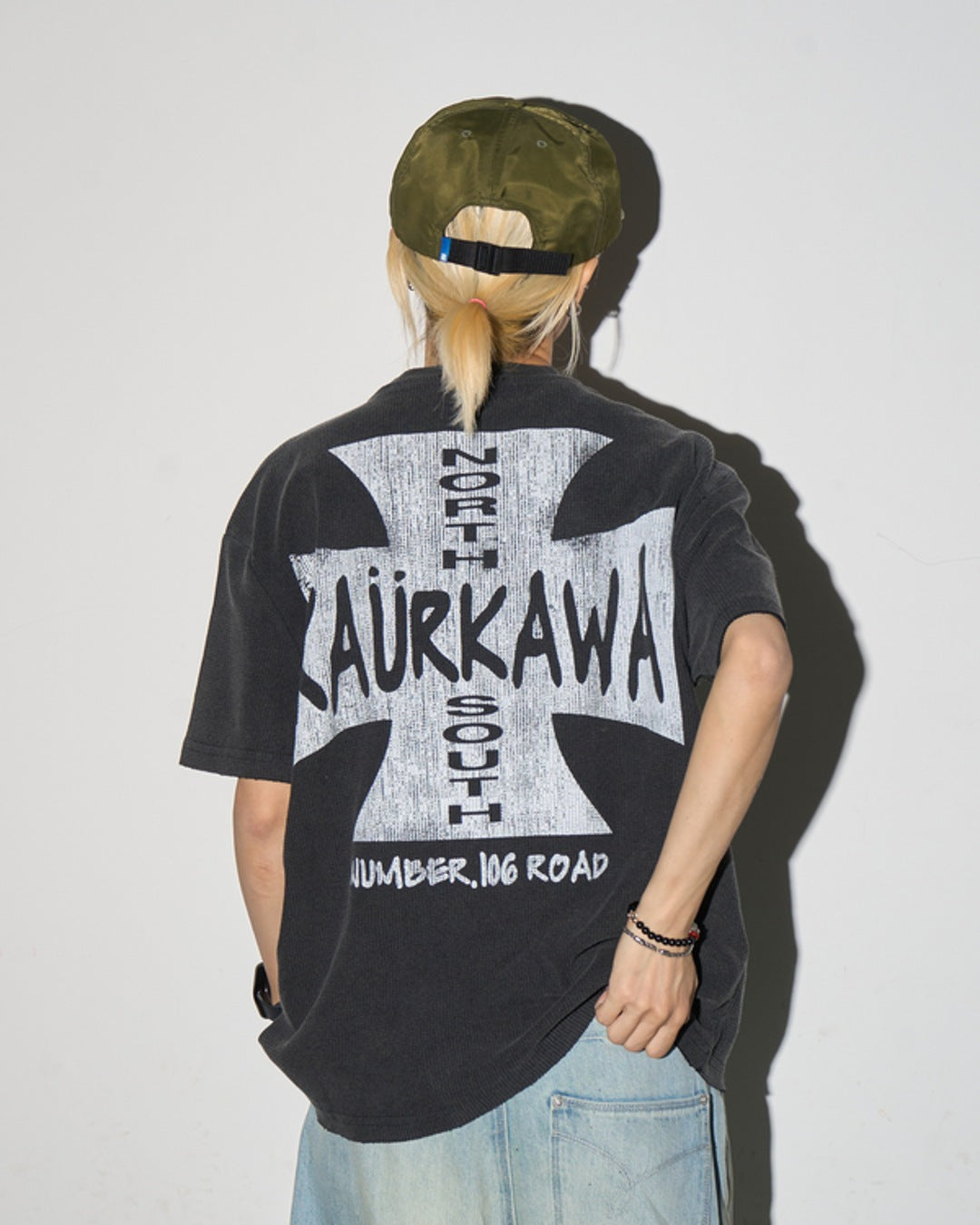 クロスデザインプリントTシャツ SL933