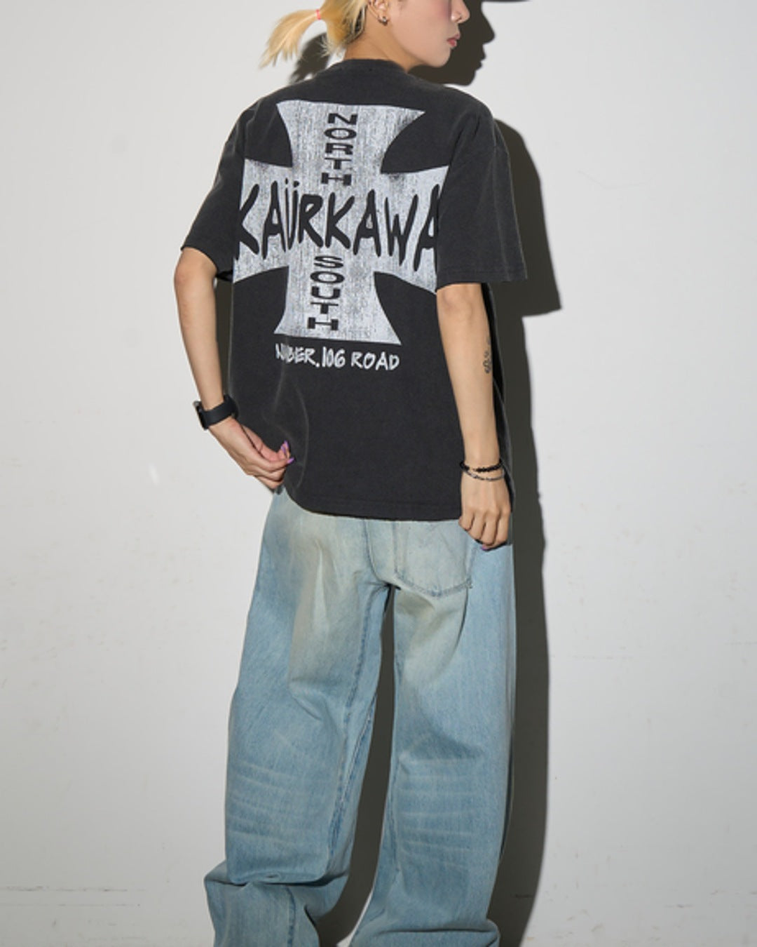 クロスデザインプリントTシャツ SL933
