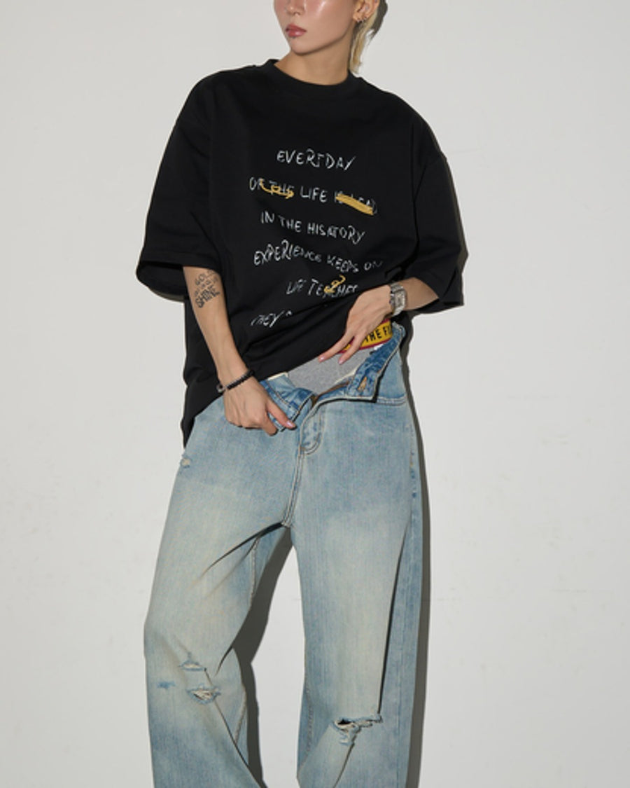 レタープリントTシャツ SL942