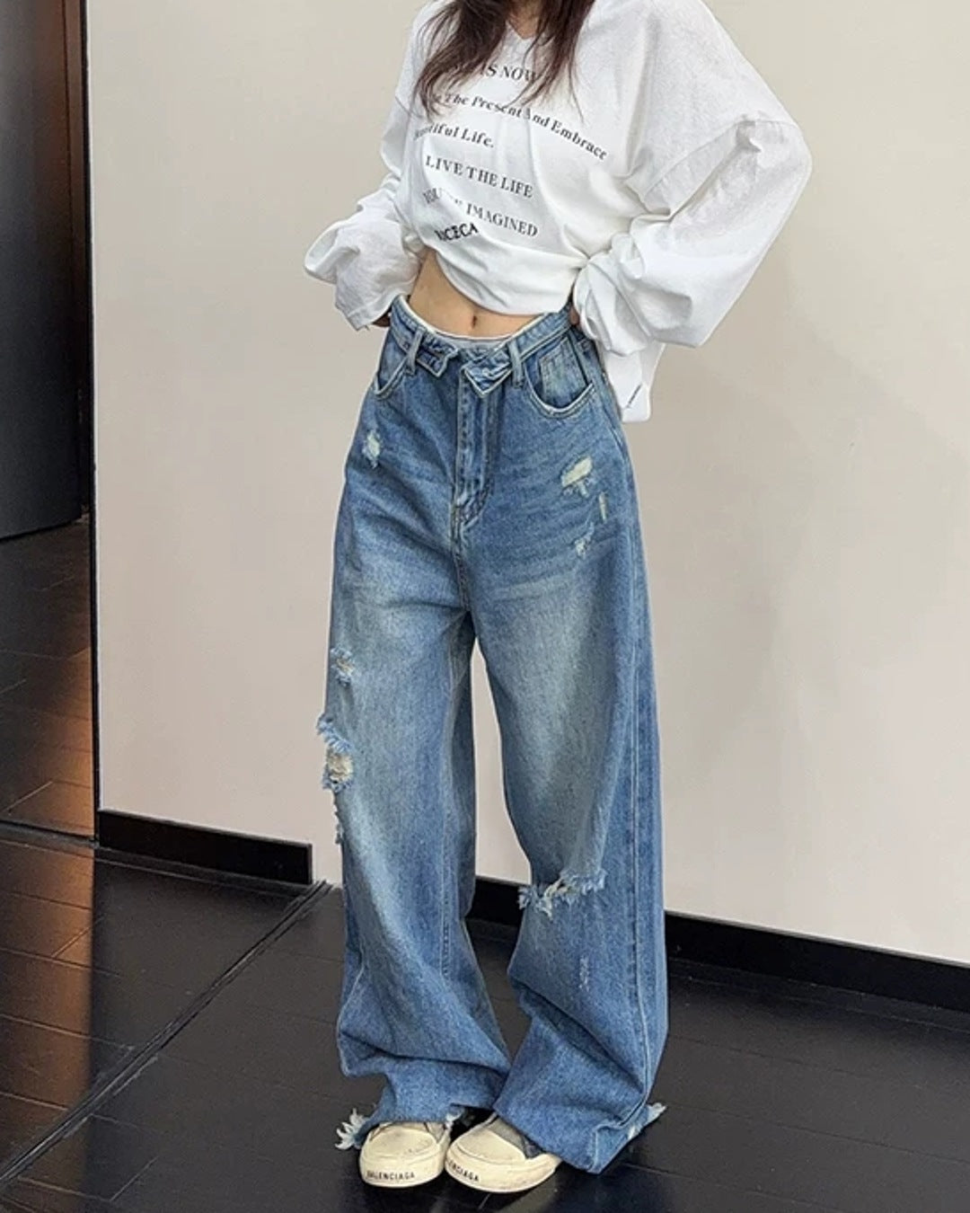 ダメージ加工デニムパンツ SL985