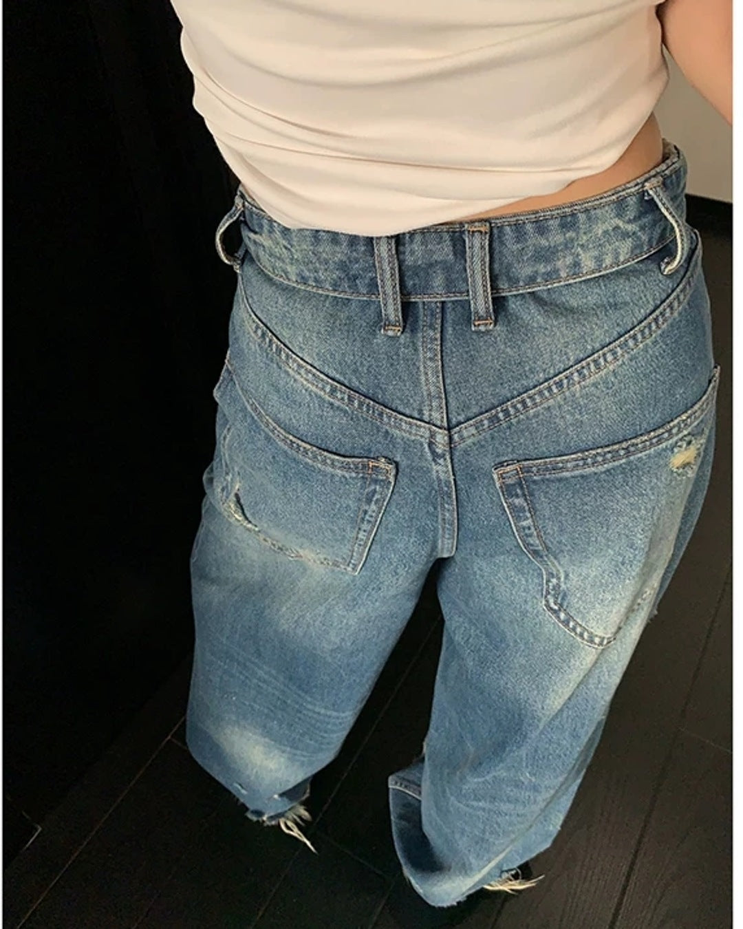 ダメージ加工デニムパンツ SL985