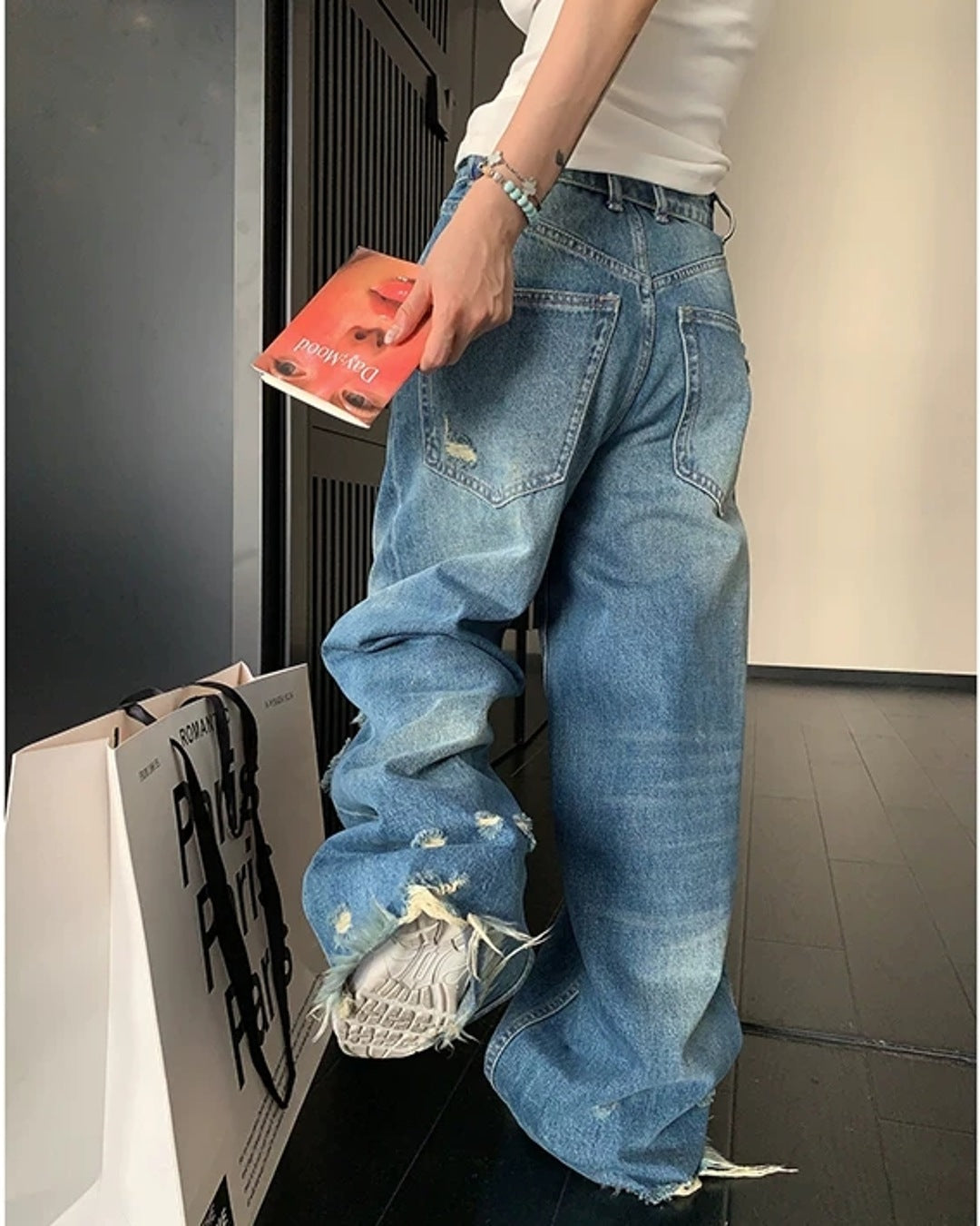 ダメージ加工デニムパンツ SL985