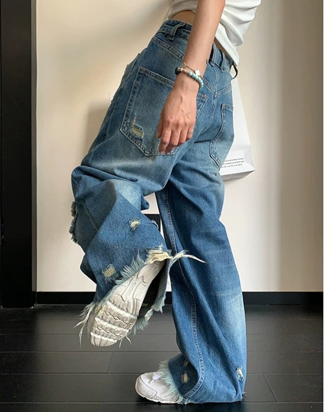ダメージ加工デニムパンツ SL985