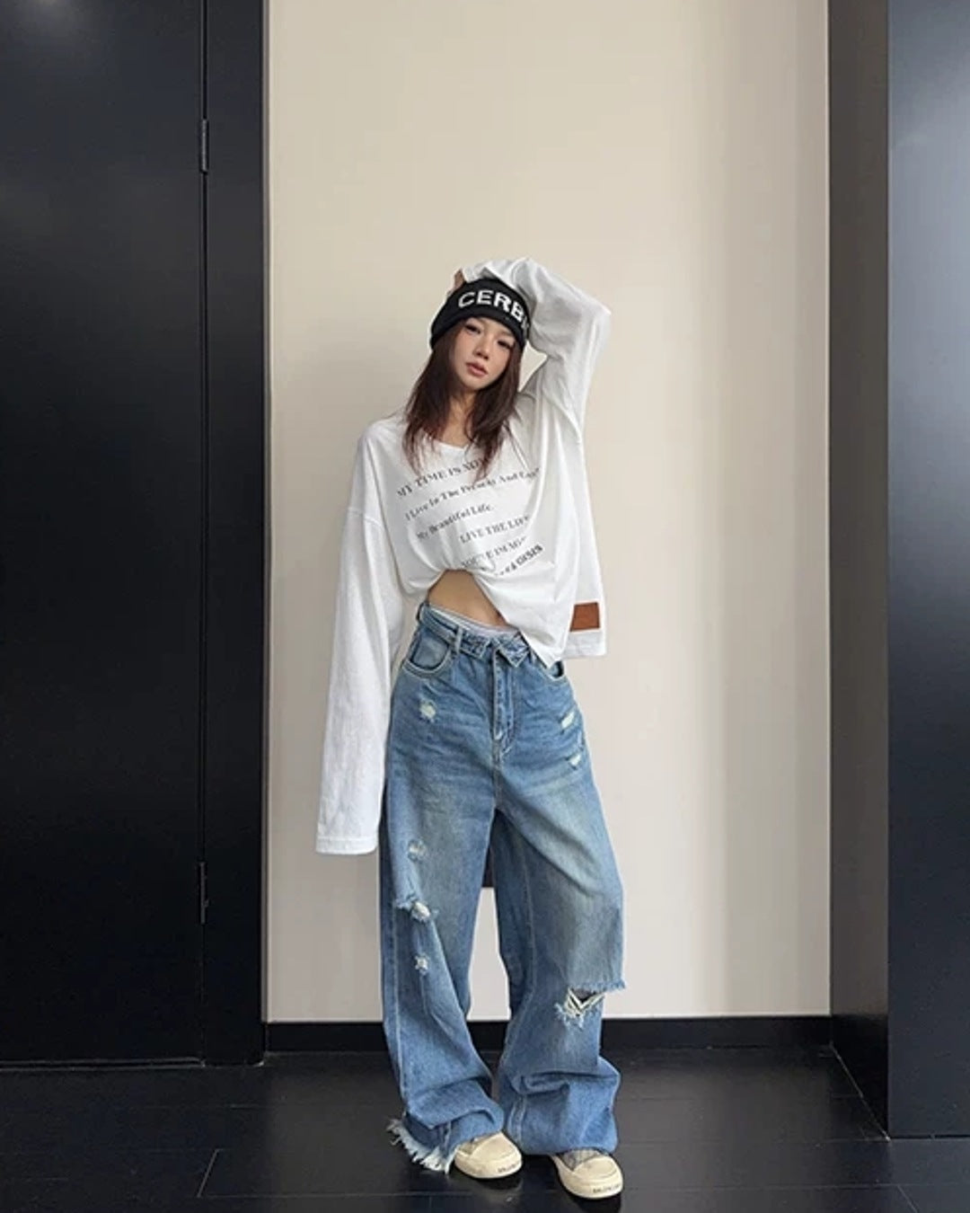 ダメージ加工デニムパンツ SL985