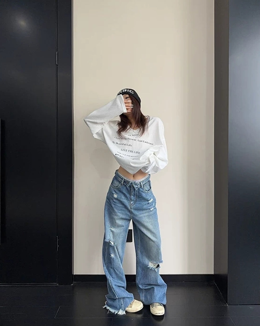ダメージ加工デニムパンツ SL985