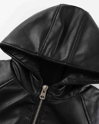 フェイクレザーフードジャケット SL796